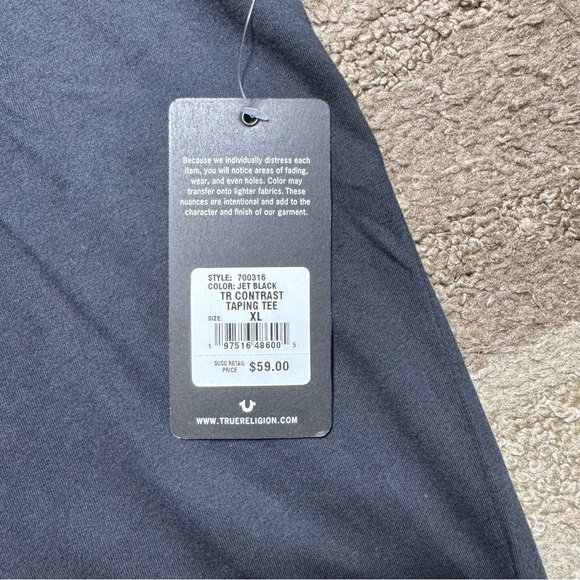 True Religion Black T-Shirt with Red and White Accents - Picture 4 of 6